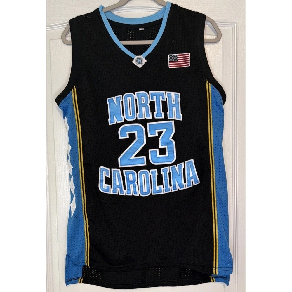 Throwback North Carolina Michael Jordan 23 Black Basketball Jersey Size Small